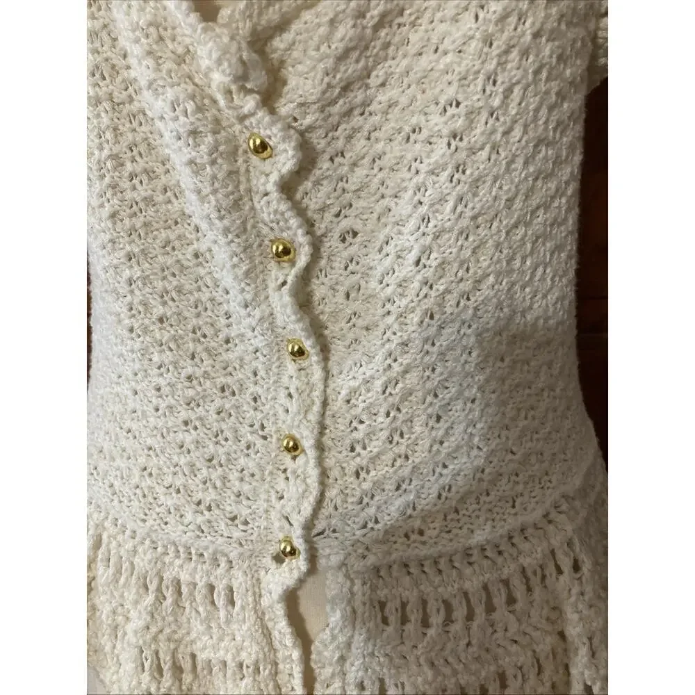 By Anthropologie Crochet Ruffle Top Shirt Sz XLP New Cream Boho Cottage $118‎